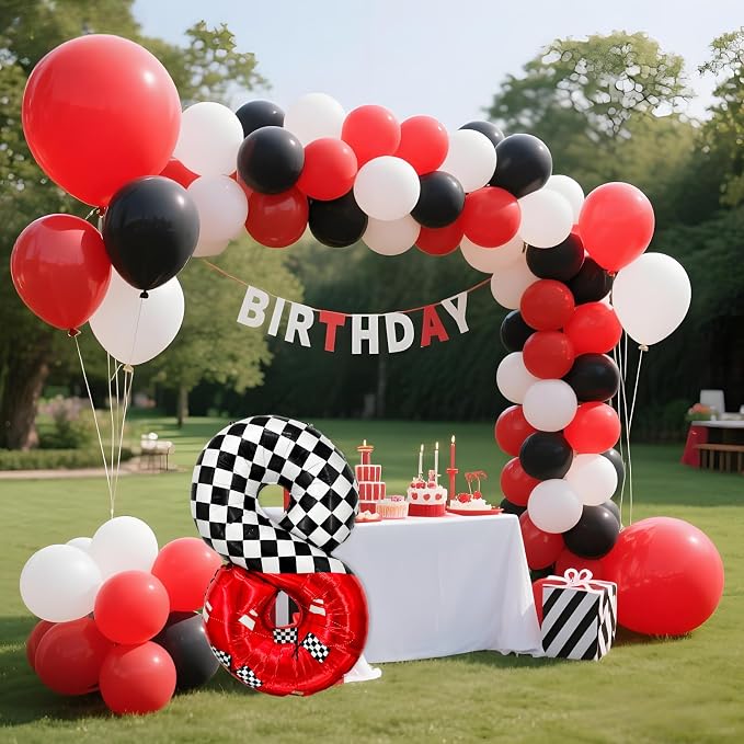 1 pack racing theme 40-inch digital foil balloon, featuring black and white - Image 4
