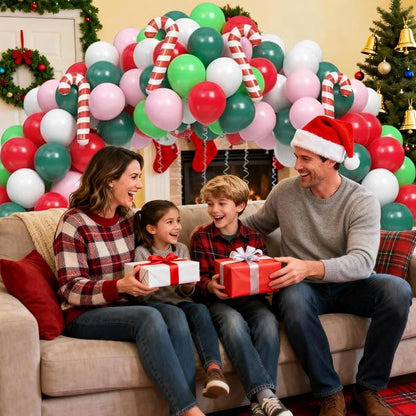 Christmas Balloons, Retro Green and Pink White Xmas Party Balloon - Image 3
