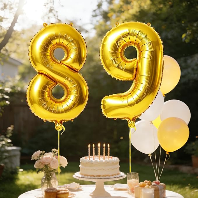 40 Inch Number 89 Balloons for 89th Birthday Party Decorations, 0-100 Gold - Image 3