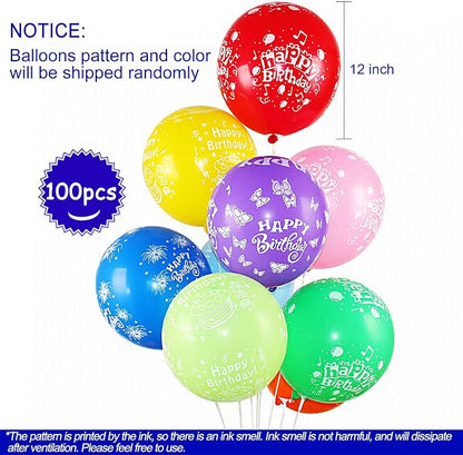100 Pcs 12 Inch Printed "HAPPY BIRTHDAY" Colorful Latex Balloons - Image 2