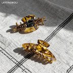 French Hair Claw Clips for Women Grils,4 Inch Strong Hold No Slip Grip Accessories Acetate Material,Not Easily Damaged,Thick or Thin Hair (Gold)