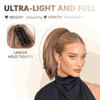 Clip on Ponytails for Women - 10 Inch Short Ponytail Extension, Straight Pony Tails Hair Extensions, Synthetic Hair Extensions Ponytail, Clip in Ponytail (Color: Red Brown Mixed Golden)