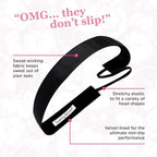 Sweaty Bands Womens Girls Headband - Non-Slip Velvet-Lined Exercise Hairband - Rock Solid Black 3/8-Inch