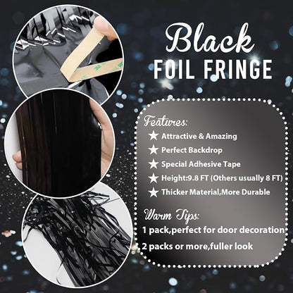 GOER 3.2 ft x 9.8 ft Black Photo Backdrop Party Streamers - Image 5