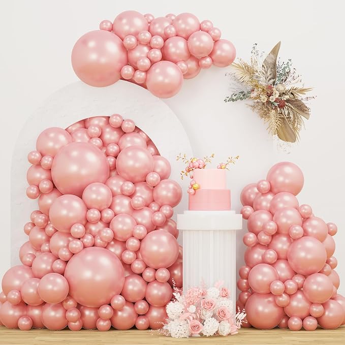 Double Stuffed Pearl Dusty Pink balloons Different Size 115Pcs 5/10/12/18 Inch by JZCZOEB