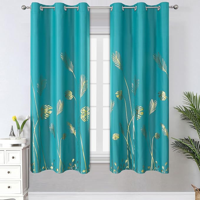 Teal Blackout Curtains 63 Inches Long by ESTELARTEXTILER