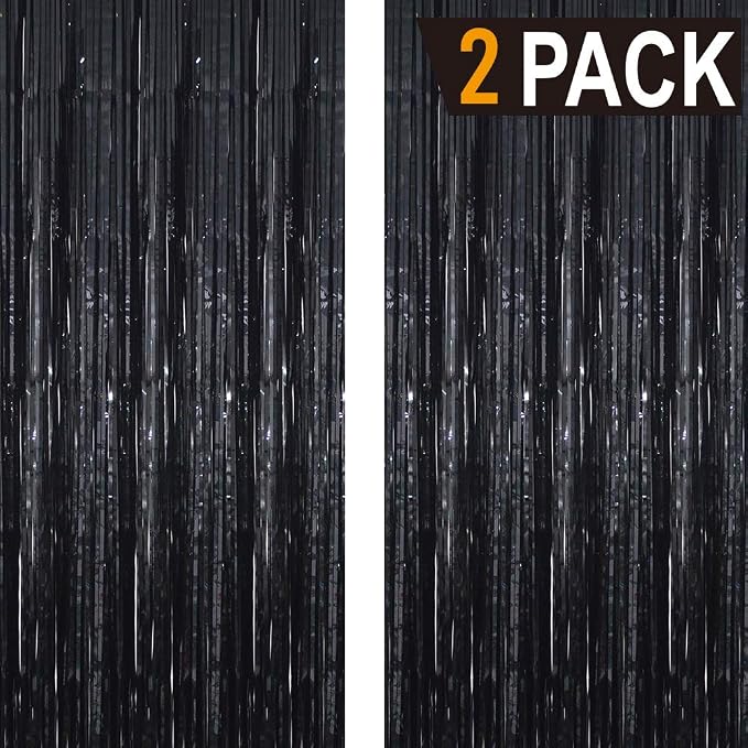 GOER 6.4 ft x 9.8 ft Metallic Tinsel Foil Fringe Curtains, Graduation - Image 2