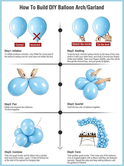 Light Blue Balloons 12 Inch 60 Pcs Pastel Baby Sky Blue Latex Balloons - Image 6