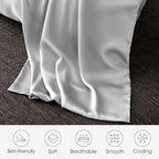 100% Silk Pillow Cases 2 Pack Standard Size Mulberry Silk Pillowcase for Hair and Skin Set of 2 Highest Grade 6A Silk Soft Breathable Cooling with Hidden Zipper, Light Grey