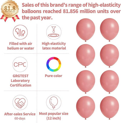 110pcs Dusty Pink Balloon 12 Inch, Brush Pink Latex Balloons - Image 2