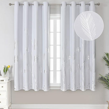 Greyish White Curtains for Bedroom 63 Inches Length Thermal Insulated Window by ESTELARTEXTILER