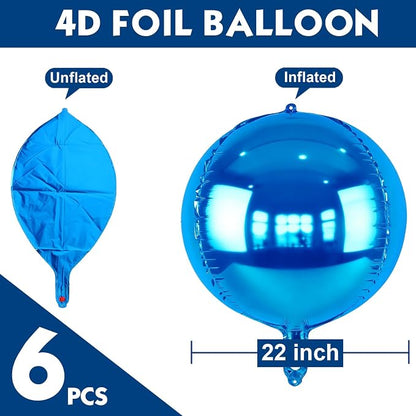 6pcs Blue Foil Balloons 22inch Round Balloons - Image 3