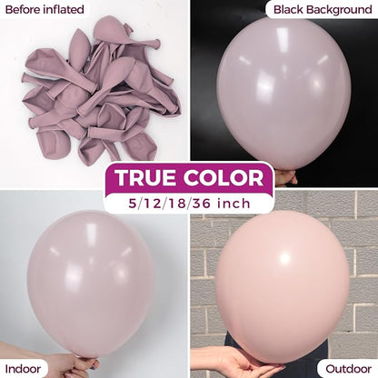 Bezente Dusty Pink Balloons Latex Party Balloons 100 Pack 12 inch | Blush Lilac - Image 2