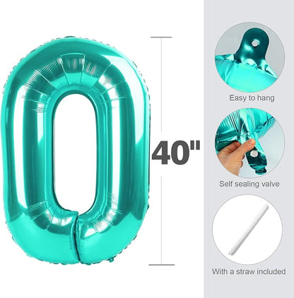 Number Balloons 7 Balloon Teal Blue - Image 5