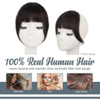 BARSDAR Clip in Human Hair Bangs - 100% Real Human Hair Clip in Bangs for Women - Dark Brown French Bangs Fringe with Temples Real Hair Bangs Extensions Hairpieces - Dark Brown