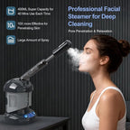 Kingsteam Facial Steamer - Nano Ionic Facial Steamer for Deep Cleaning, Portable Ozone Face Steamer with Extendable 360° Rotating Arm, Humidifier for Personal Care Use at Home or Salon