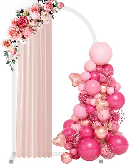 7.2 ft White Metal Balloon Arch Stand, Arch Backdrop Stand by ZHIYO-LIFE