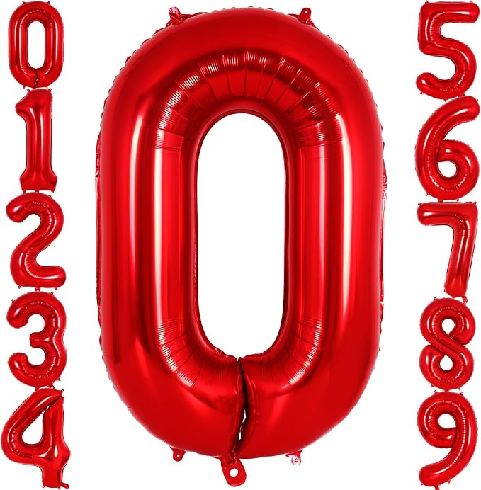 Red Number 0 Balloon 40 Inch, Big Large Foil Helium Number Balloons, Jumbo by AIQINHU