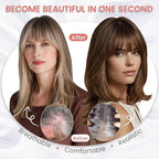 YAMI Human Hair Toppers for Women with Thinning Hair Topper with Bangs Upgrade Swiss Base 10inch Hairpiecees for Women with Hairloss (Ombre Light Brown with Blond Highlight)