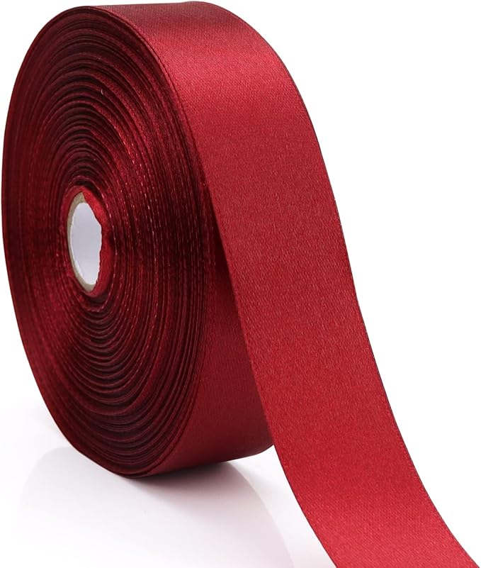 Nsilu 1 inch, Wine Red Ribbon for Gift Wrapping 50 Yards Perfect Wedding Party by Nsilu