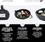 Lay-n-Go Cosmo Layflat Drawstring Cosmetic & Makeup Bag Organizer w/Zipper Pocket, Brush Loops & More, Cinch to Close, Lay Flat to Use, Durable, Machine Wash, Travel Toiletry Bag (16", Black)