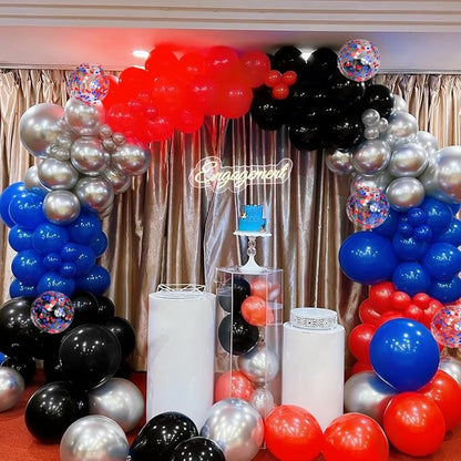 Red Black Blue Silver Balloons Garland Arch Kit - Image 5
