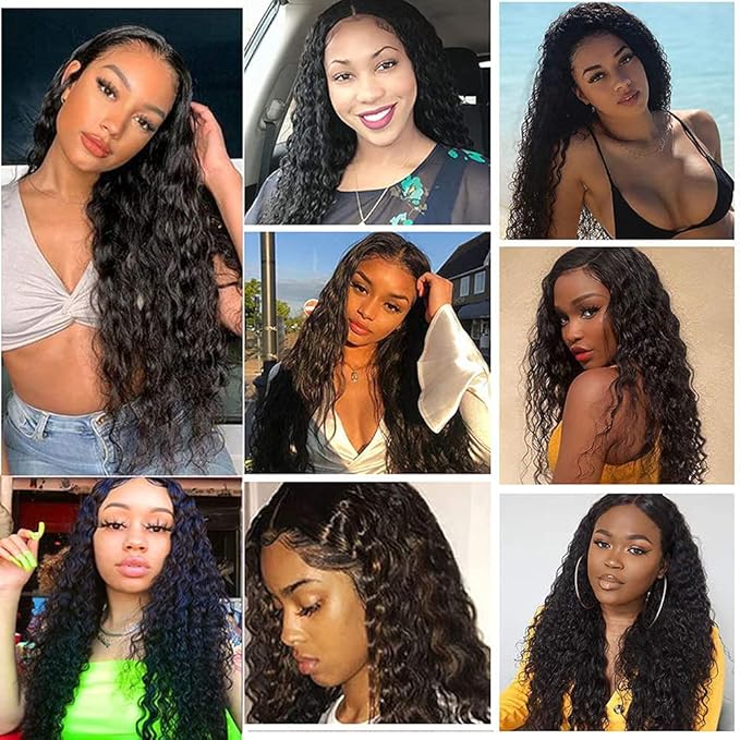 Water Wave Bundles Human Hair Color 1B Bundle Niegmeag Peruvian Virgin Remy Hair 3 Bundles 14 16 18 Inch Double Weft Natural Black Wet and Wavy Bundle