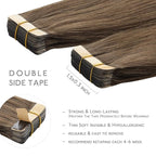 WENNALIFE Tape in Hair Extensions Human Hair, 20pcs 50g 18 inch Light Ash Brown Remy Hair Extensions Straight Human Hair Tape in Extensions Skin Weft Tape Extensions Human Hair