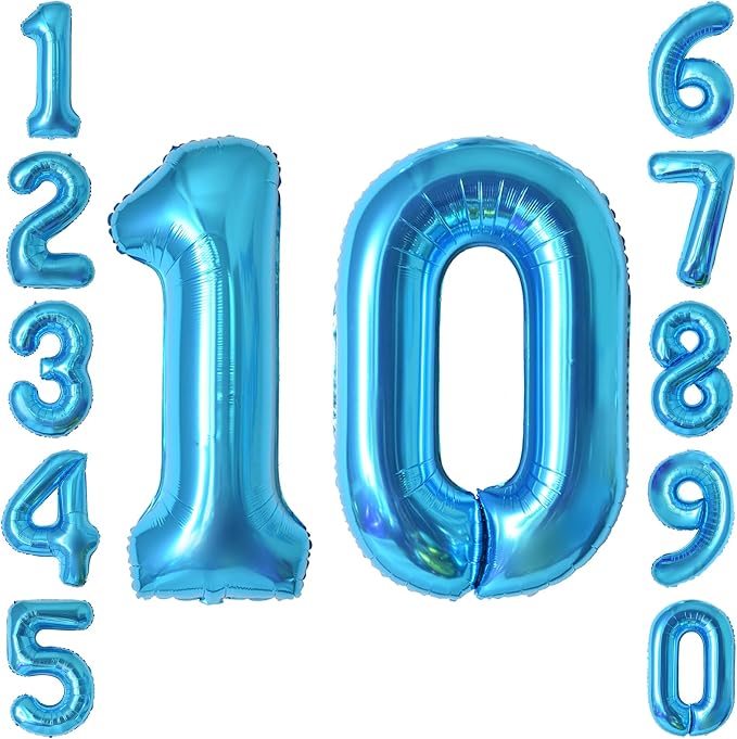 Light Blue Number 10 Balloon 40 Inch, Foil Numeral by Unknown