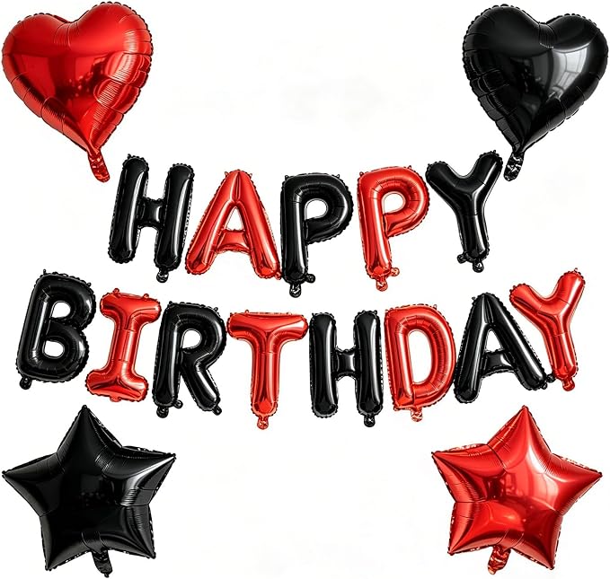 Red and Black Birthday Decorations by WEIKA