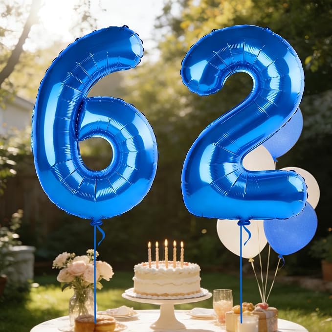 40 Inch Number 62 Balloons for 62nd Birthday Party Decorations, 0-100 Dark Blue - Image 3