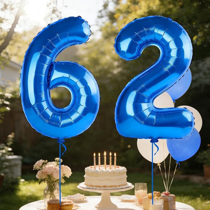 40 Inch Number 62 Balloons for 62nd Birthday Party Decorations, 0-100 Dark Blue - Image 3