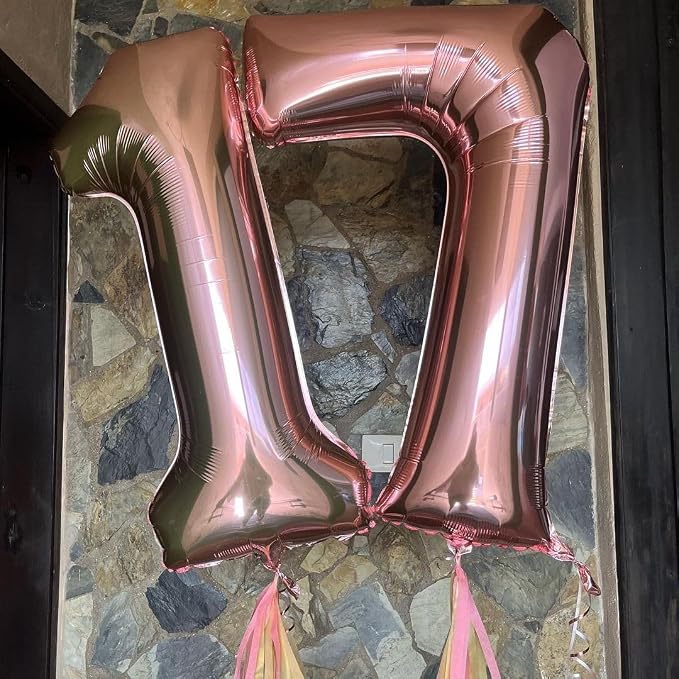 Rose Gold 17 Number Balloons, 40 Inch Big Giant Jumbo 17 or 71 Balloon Numbers - Image 4