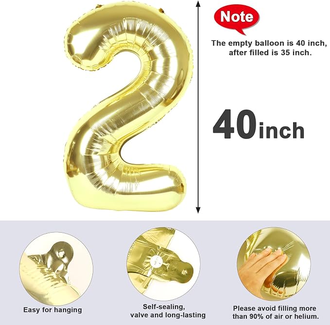 2 Balloon Number 40 Inch Light Gold Balloons - Image 5