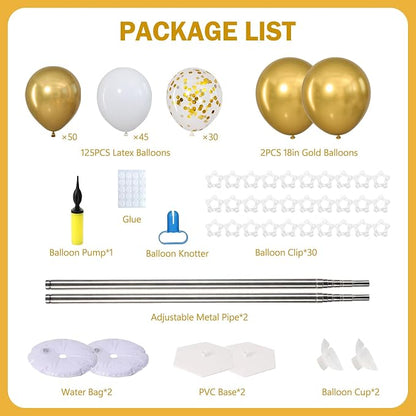 White and Gold Balloon Column Stand Kit Set of 2 - Image 3