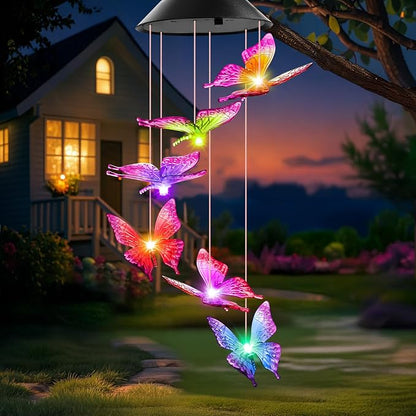 Winzwon Solar Wind Chimes, Christmas Gardening Butterfly Gifts by Winzwon