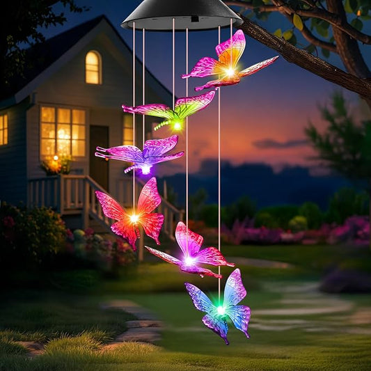 Winzwon Solar Wind Chimes, Christmas Gardening Butterfly Gifts by Winzwon