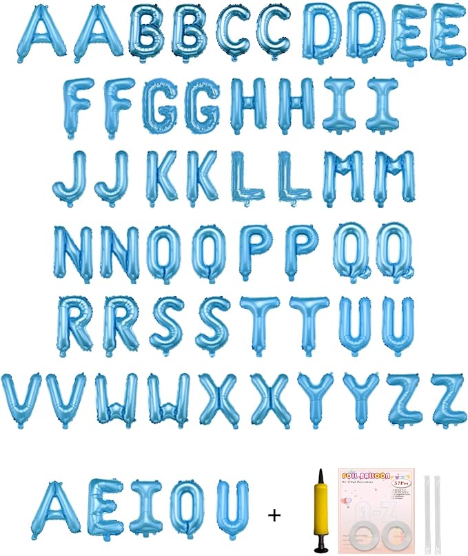 58 PCS Letter Balloons Alphabet Letters 2 Sets A- Z & 1 Sets AEIOU 16 by buynow