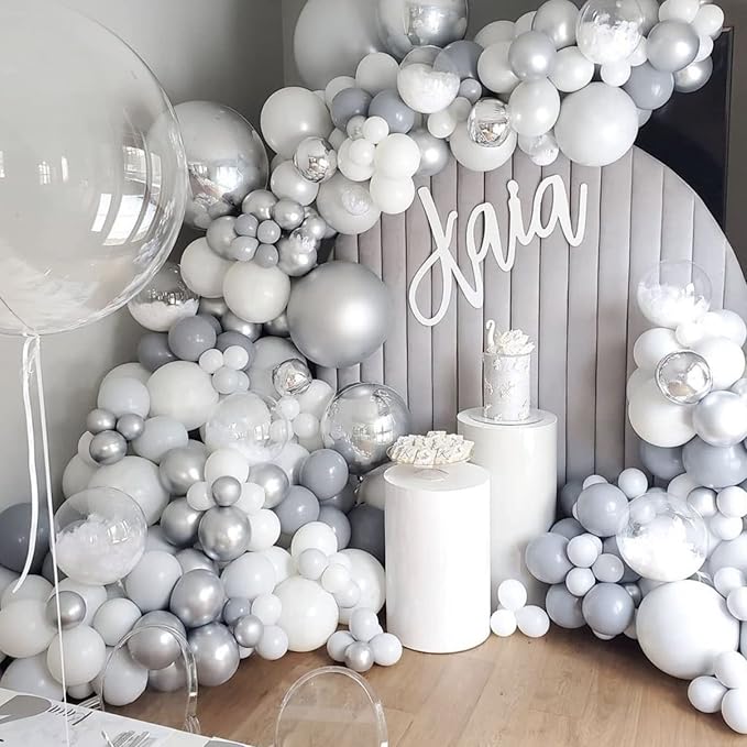 Voircoloria 105pcs Metallic Silver Party Latex Balloons, 12inch | - Image 8