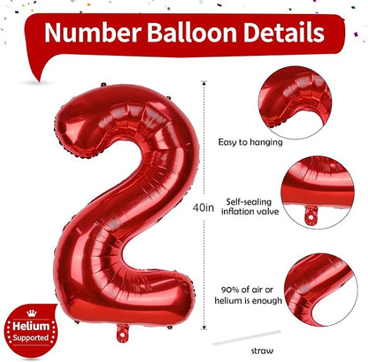 40 Inch 2nd Birthday Number Balloon, 20 years old Birthday Party Decor - Image 2