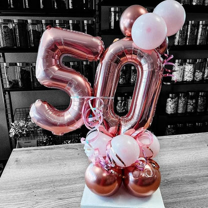 Rose Gold 50 Number Balloons, 40 Inch Big Giant Jumbo 50 Balloon Numbers Rose - Image 3