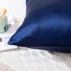 SLPBABY 100% Natural Pure Silk Pillowcase for Hair and Skin, Both Side 19 Momme Silk, Luxury Smooth Satin Pillowcase Cover with Hidden Zipper (King, Navy Blue)
