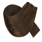 RUNATURE Wire Hair Extensions Real Human Hair Brown, 12 Inch One Piece 70g, Remy Human Hair Invisible Wire Hair Extensions Medium Brown, Short Soft Hair, Blended Well, Easy to Use for Women #4