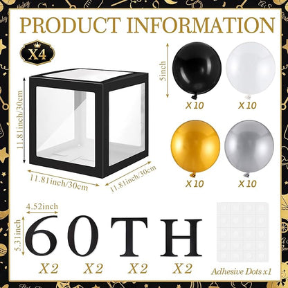 Gejoy 52 Pcs Happy 60th Birthday Party Decoration Men Women Balloon Box | 4 - Image 2