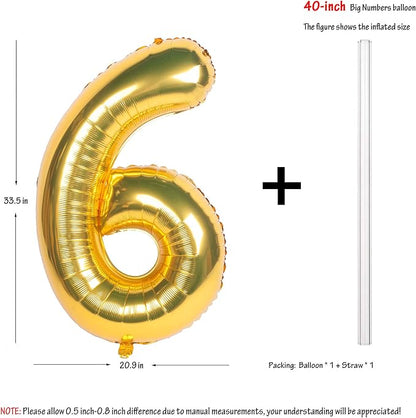 40In Large Gold Number Balloon 6 Aluminum Foil Mylar Big Number Balloon 0-9 | - Image 2