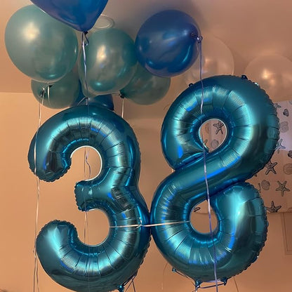Blue Number 40 Birthday Balloons, 40 Inch Large Blue Foil Number 4 and 0 - Image 5