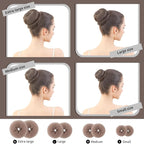 FANDAMEI Hair Bun Maker Set- 8 PCS Hair Donuts for Buns (2 Extra-large,2 Large,2 Medium and 2 Small), 40 PCS Bobby Pins, 5 PCS Hair Elastic Ties Black,Bun Maker - Tan Brown