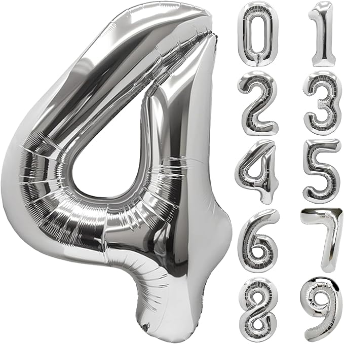 Number Balloons Silver Party Balloon by United-UnicornsParty