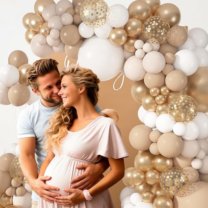 152Pcs White Sand Metallic Champagne Gold Balloons Arch Kit | Different Sizes - Image 6