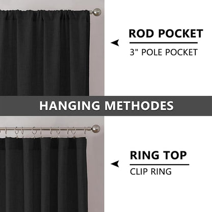 Tollpiz Short Linen Curtain Living Room Rod Pocket Semi Sheer Curtains Burlap - Image 5